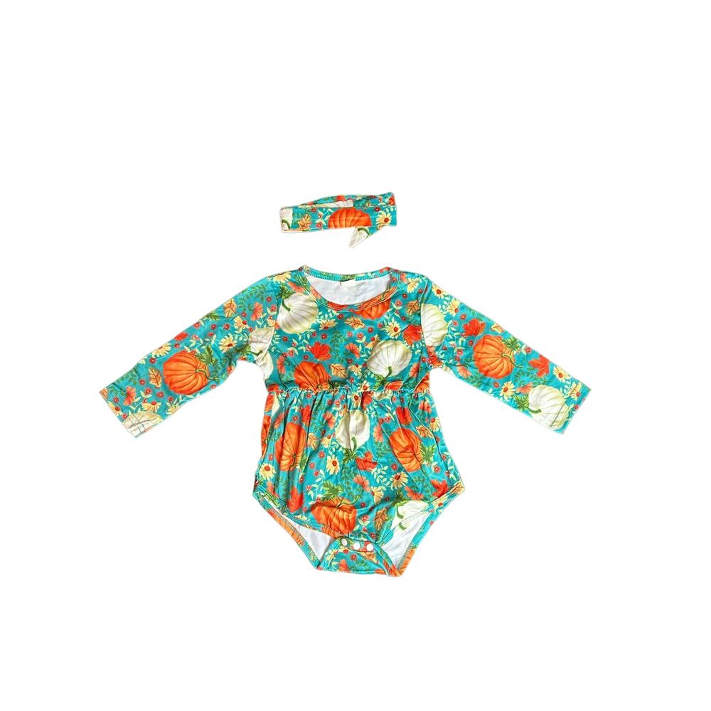 ♡ Girls Fall One Piece With Headband Size 9M-12M
